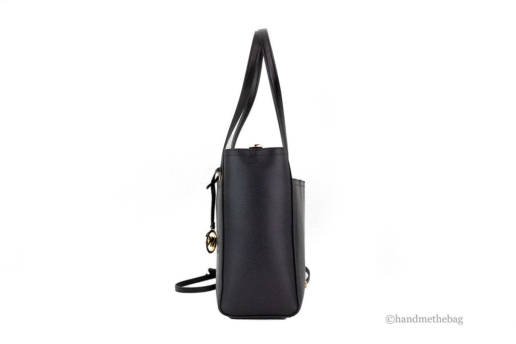 Michael Kors Maisie Large Black Pebbled Leather 3-in-1 Multifunctional Crossbody Clutch Tote Bag